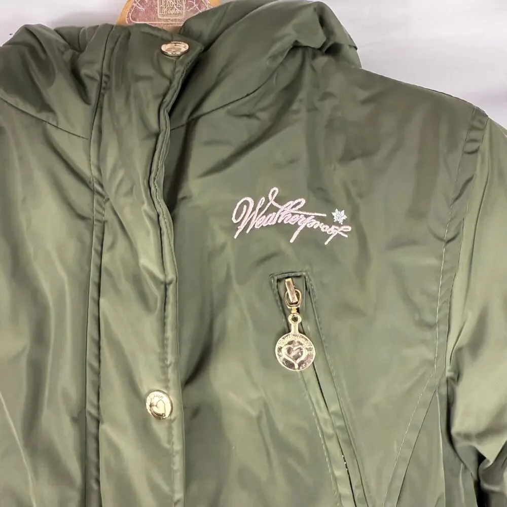 Weatherproof Girls Puffer Raincoat Green Size Large Missing Faux Fur Trum